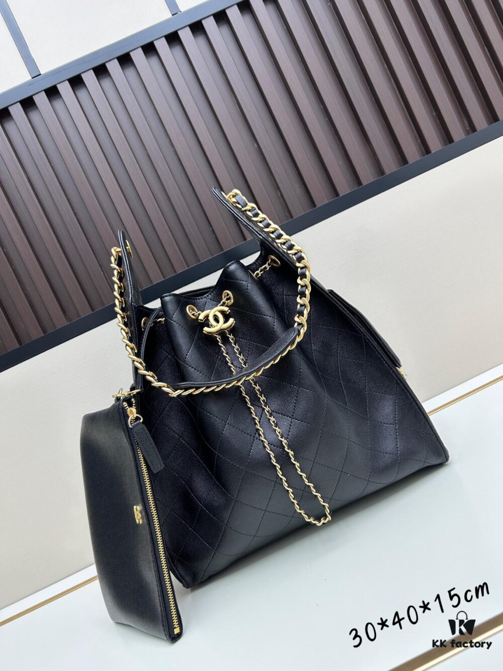 69304d8df09edb6de4c4e7c8 Large Size Suede, Matte Finish, Upgraded Chanel 25C Style Hobo Bag with Vintage Coin Buckle Drawstring Bucket Bag + Diamond Quilting + Retro Black and Gold, Classic Chain Design