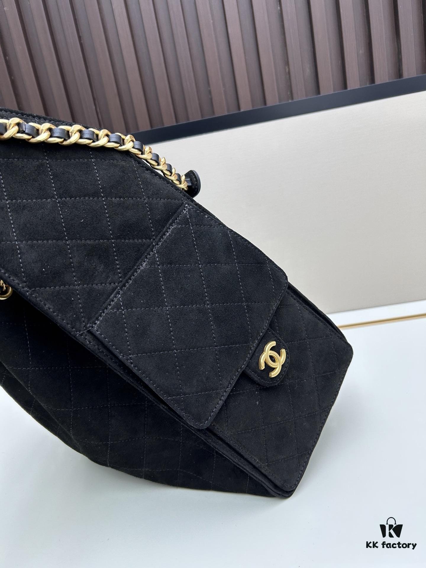 69304d90f09edb6de4c4e7cb Large Vegan Leather Hobo Bag, Suede Finish, Upgraded Chanel 25C Style, Vintage Coin Button Drawstring Bucket Bag with Diamond Quilting, Retro Black-Gold Hardware, Classic Chain Design
