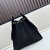69304d90f09edb6de4c4e7cc Large Vegan Leather Hobo Bag, Suede Finish, Upgraded Chanel 25C Style, Vintage Coin Button Drawstring Bucket Bag with Diamond Quilting, Retro Black-Gold Hardware, Classic Chain Design