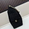 69304d91f09edb6de4c4e7ce Large Vegan Leather Hobo Bag, Suede Finish, Upgraded Chanel 25C Style, Vintage Coin Button Drawstring Bucket Bag with Diamond Quilting, Retro Black-Gold Hardware, Classic Chain Design