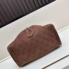 69304d9ef09edb6de4c4e7dc Large Size Suede, Matte Finish, Upgraded Chanel 25C Style Hobo Bag with Vintage Gold Coin Drawstring Closure, Quilted Design, Retro Black and Gold Hardware, Classic Chain Detail