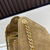 69304da4f09edb6de4c4e7e4 Large Size Suede, Frosted, Upgraded Chanel 25C Style Hobo Bag, Vintage Coin Button Drawstring Bucket Bag with Diamond Quilting and Retro Black-Gold Tone, Classic Chain Design