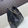 Large Size Suede, Matte Finish, Upgraded Chanel 25C Style Hobo Bag with Vintage Coin Buckle Drawstring Bucket Bag + Diamond Quilting + Retro Black and Gold, Classic Chain Design