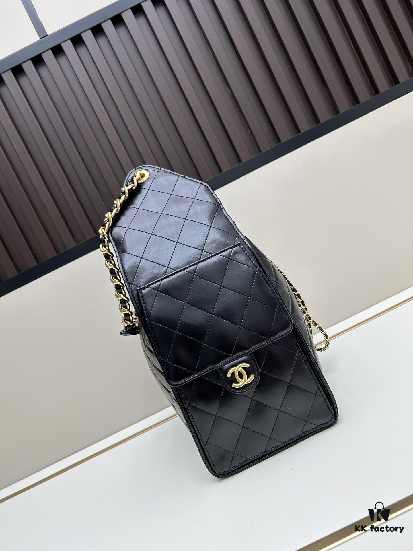 69304dadf09edb6de4c4e7f2 Large Vegan Leather Hobo Bag, Suede Finish, Upgraded Chanel 25C Style, Vintage Coin Button Drawstring Bucket Bag with Diamond Quilting, Retro Black-Gold Hardware, Classic Chain Design