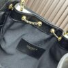Large Size Suede, Matte Finish, Upgraded Chanel 25C Style Hobo Bag with Vintage Coin Buckle Drawstring Bucket Bag + Diamond Quilting + Retro Black and Gold, Classic Chain Design