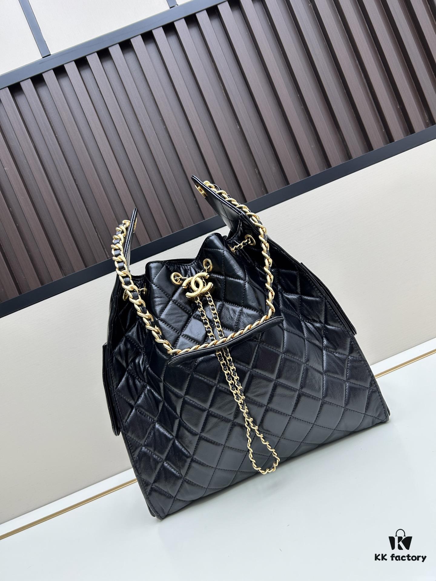 69304db0f09edb6de4c4e7f6 Large Vegan Leather Hobo Bag, Suede Finish, Upgraded Chanel 25C Style, Vintage Coin Button Drawstring Bucket Bag with Diamond Quilting, Retro Black-Gold Hardware, Classic Chain Design