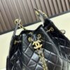 69304db2f09edb6de4c4e7f9 Large Vegan Leather Hobo Bag, Suede Finish, Upgraded Chanel 25C Style, Vintage Coin Button Drawstring Bucket Bag with Diamond Quilting, Retro Black-Gold Hardware, Classic Chain Design