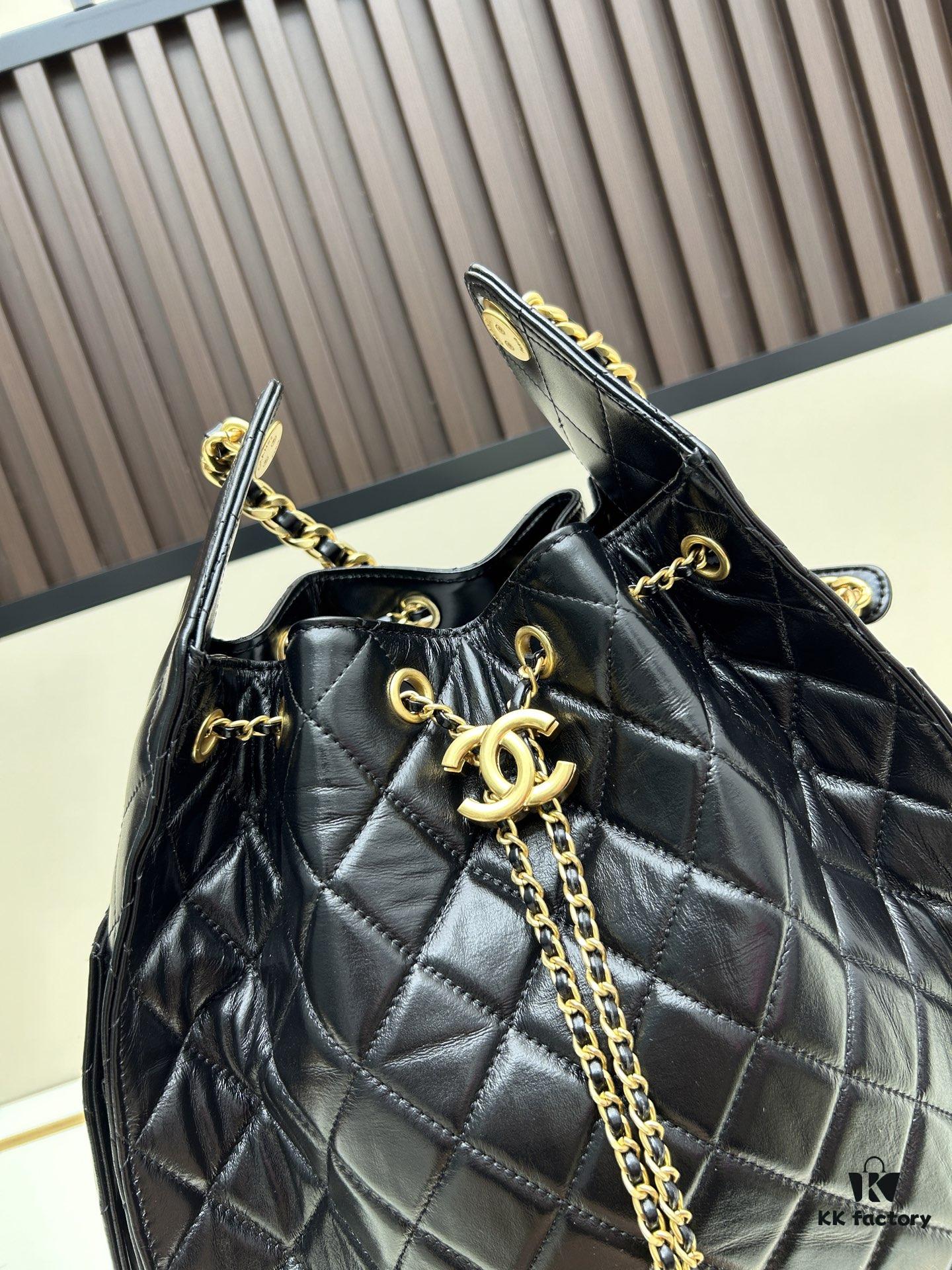 69304db2f09edb6de4c4e7f9 Large Vegan Leather Hobo Bag, Suede Finish, Upgraded Chanel 25C Style, Vintage Coin Button Drawstring Bucket Bag with Diamond Quilting, Retro Black-Gold Hardware, Classic Chain Design