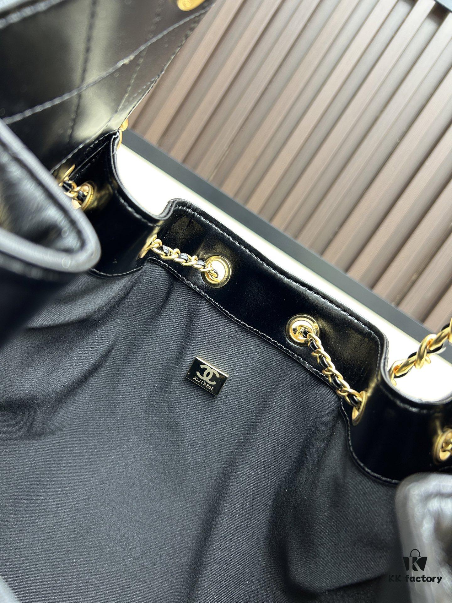 69304db4f09edb6de4c4e7fb Large Vegan Leather Hobo Bag, Suede Finish, Upgraded Chanel 25C Style, Vintage Coin Button Drawstring Bucket Bag with Diamond Quilting, Retro Black-Gold Hardware, Classic Chain Design