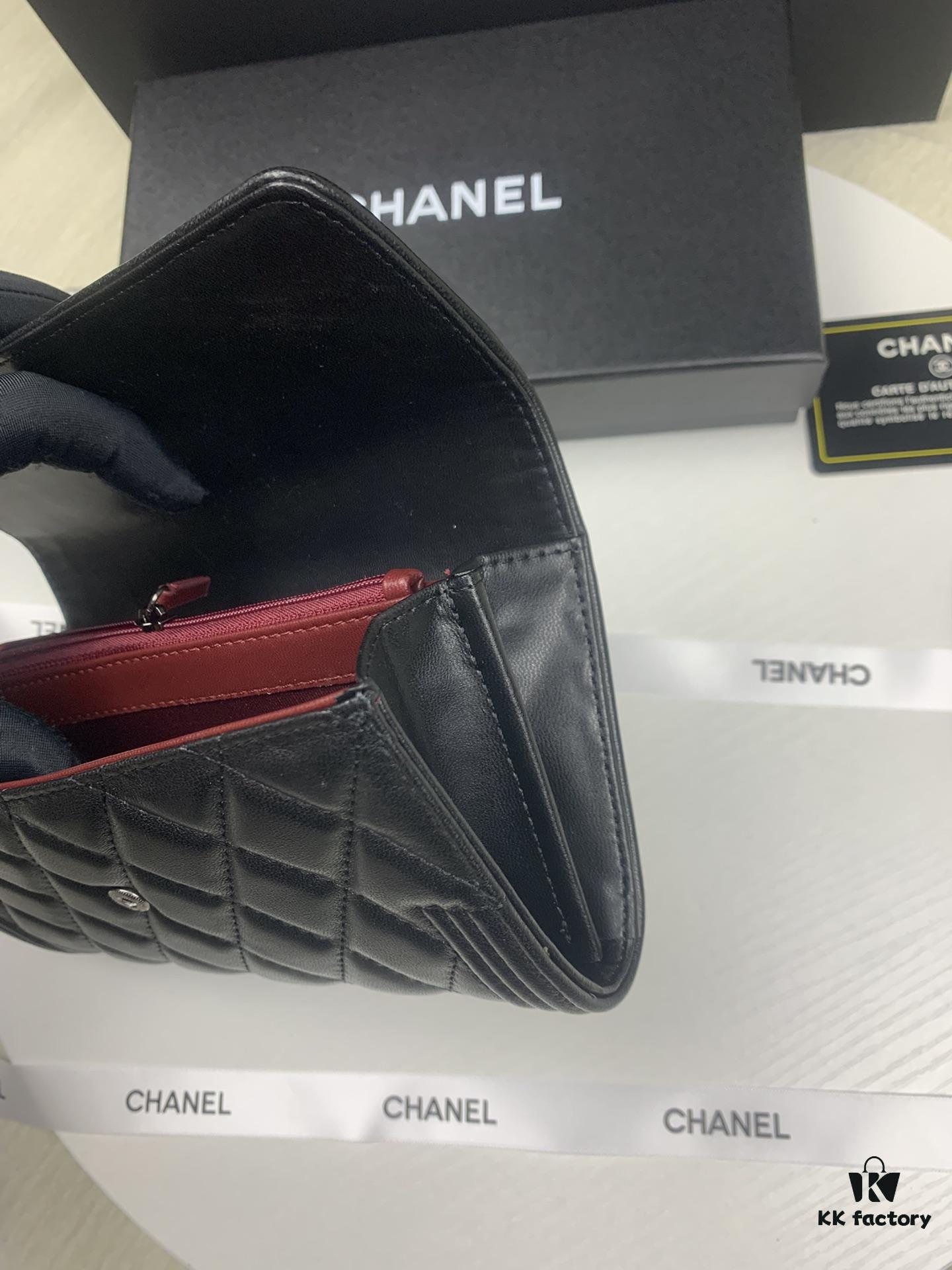 CHANEL Le Boy Long Wallet A80286 Lambskin Antique Silver Hardware, Original Quality, Full Packaging