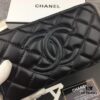 69304dcef09edb6de4c4e81b Chanel 15C-169# Small Lambskin Quilted Single-Zip Wallet in Black with White Trim or All Black