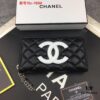 69304dd2f09edb6de4c4e821 Chanel 15C-169# Small Lambskin Quilted Single-Zip Wallet in Black with White or Black Trim