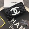 69304dd4f09edb6de4c4e822 Chanel 15C-169# Small Lambskin Quilted Single-Zip Wallet in Black with White or Black Trim