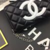 69304dd4f09edb6de4c4e825 Chanel 15C-169# Small Lambskin Quilted Single-Zip Wallet in Black with White or Black Trim