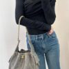 69304dfbf09edb6de4c4e84d Upgraded Chanel 25C Style Hobo Bag in Quilted Calf Leather – Vintage Gold Buckle Drawstring Bucket Bag with Diamond Stitching and Retro Black-Gold Accents