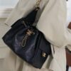 69304e00f09edb6de4c4e854 Upgraded Chanel 25C Style Hobo Bag in Quilted Calf Leather – Vintage Gold Buckle Drawstring Bucket Bag with Diamond Stitching and Retro Black-Gold Accents