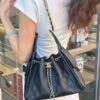 69304e03f09edb6de4c4e856 Upgraded Chanel 25C Style Hobo Bag in Quilted Calf Leather – Vintage Gold Buckle Drawstring Bucket Bag with Diamond Stitching and Retro Black-Gold Accents