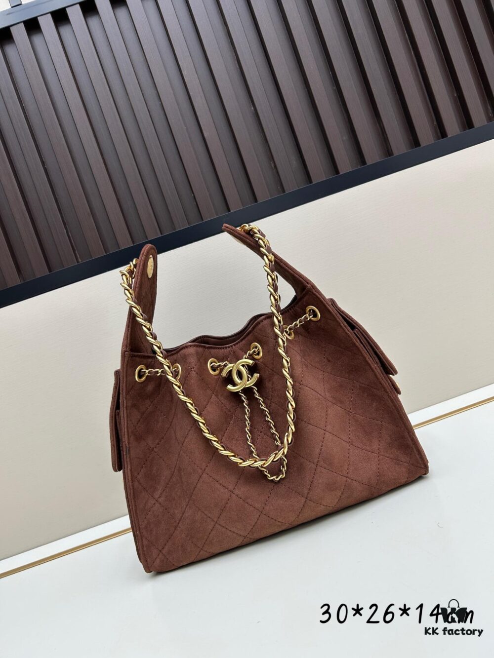 Upgraded Chanel 25C Hobo Bag Mini, Quilted Calfskin Crossbody Bucket Bag with Vintage Gold Buckle Drawstring, Diamond Stitching, Retro Black-Gold Tone, Classic Chain Design