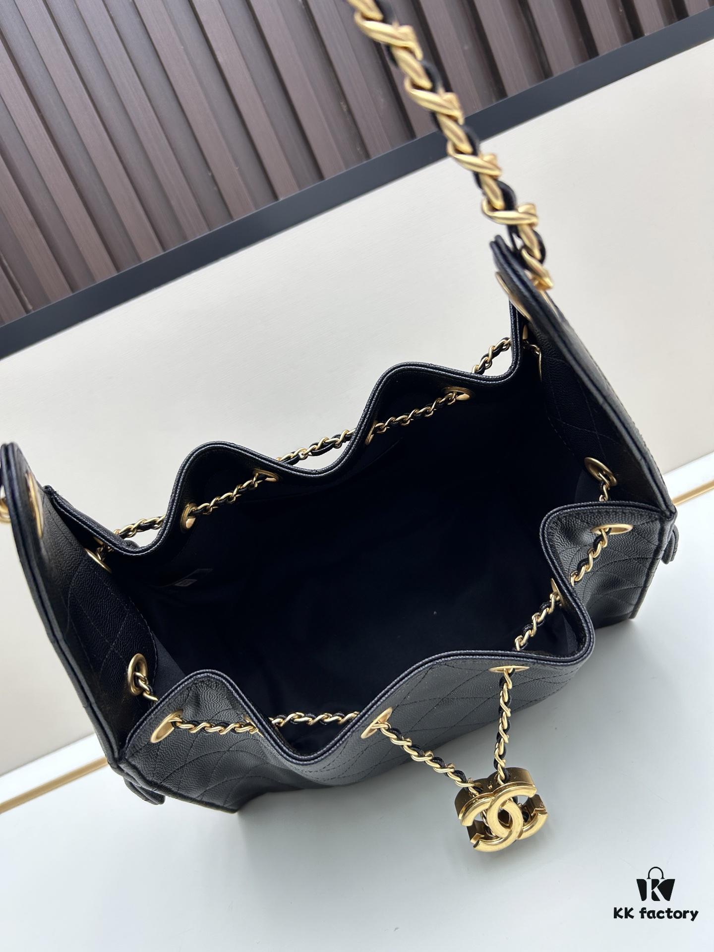 69304e13f09edb6de4c4e867 Upgraded Chanel 25C Hobo Bag in Quilted Calfskin - Mini Vintage Drawstring Bucket Bag with Retro Gold Buckle, Diamond Stitching, and Classic Chain Design