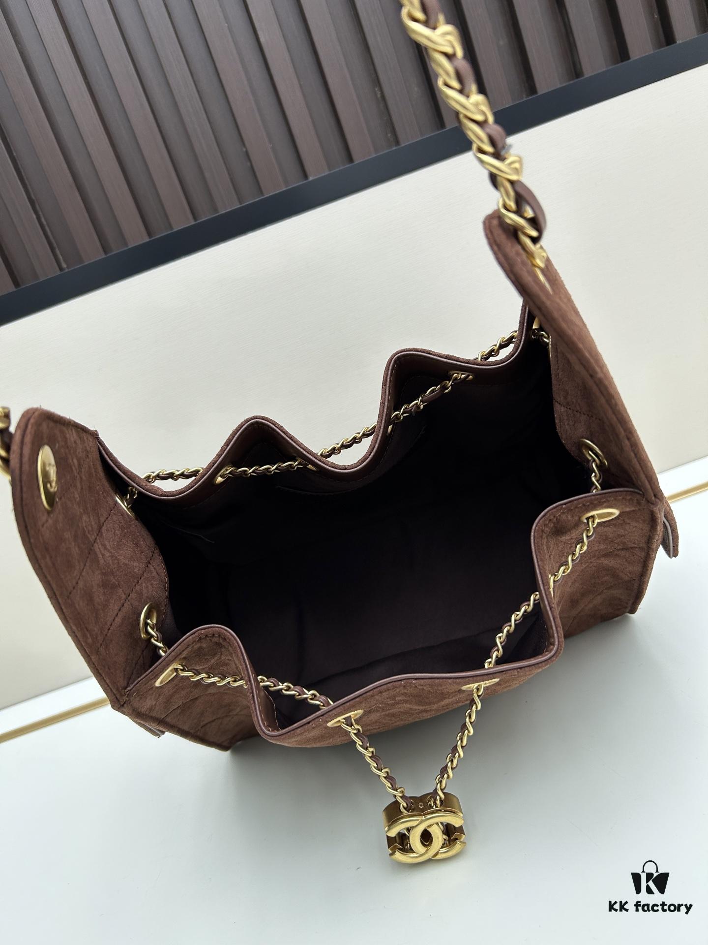69304e2af09edb6de4c4e883 Upgraded Chanel 25C Hobo Bag Mini, Quilted Calfskin Crossbody Bucket Bag with Vintage Gold Buckle Drawstring, Diamond Stitching, Retro Black-Gold Tone, Classic Chain Design