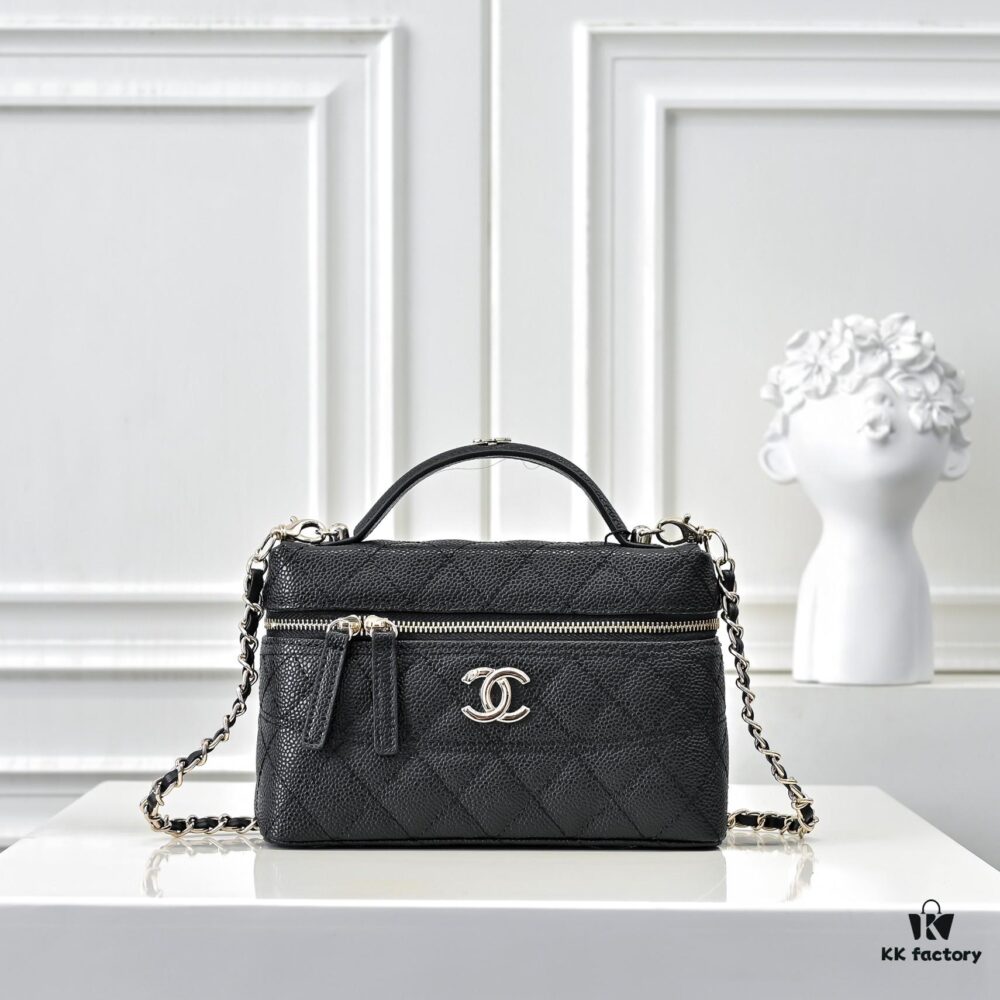 69304e8ef09edb6de4c4e8ff Chanel 25C Spring/Summer New Lunchbox Bag, Calfskin with Metal Chain Design, Double C Logo, Compact Size Fits Phone and Daily Essentials