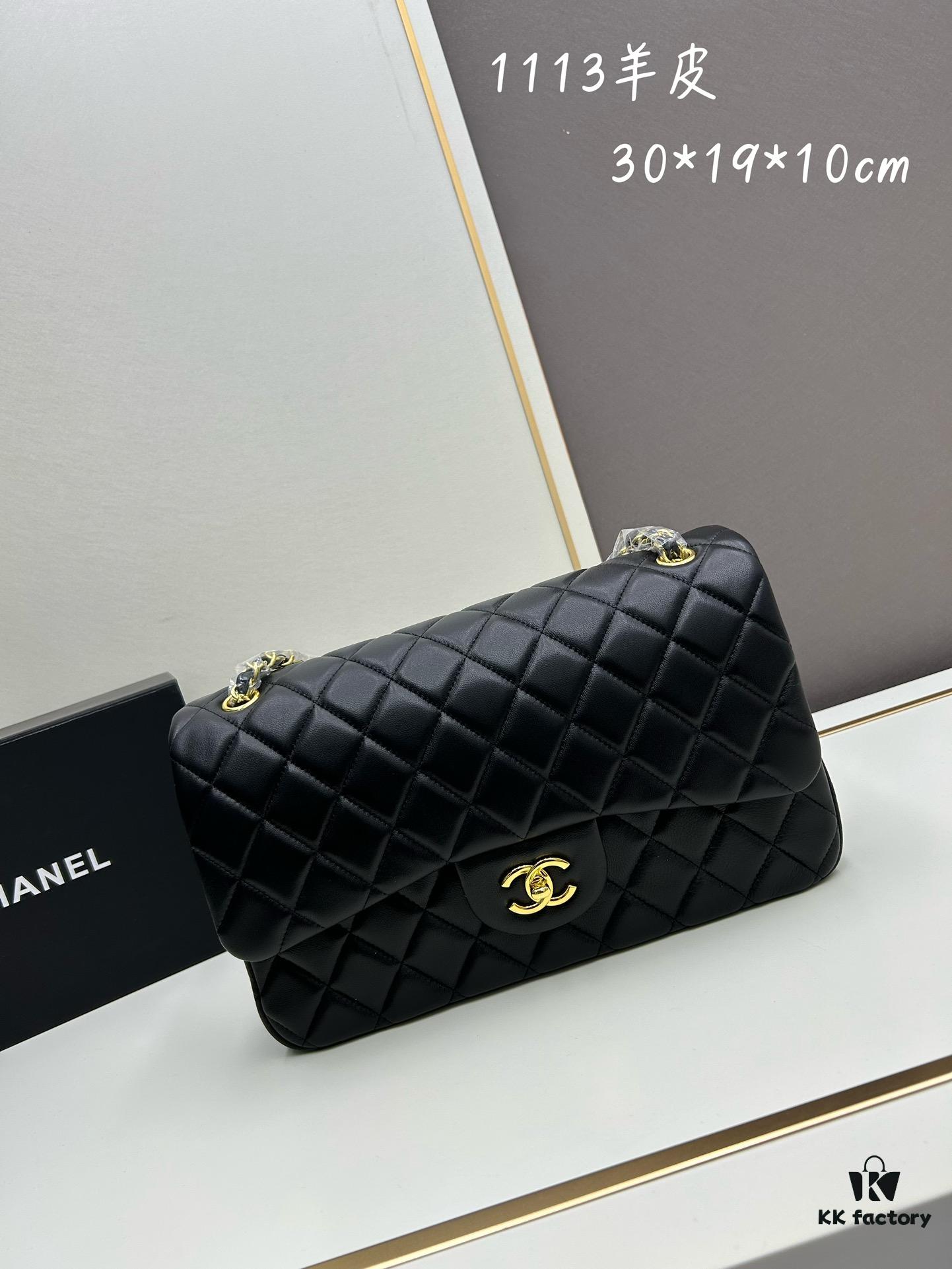 69304eaff09edb6de4c4e932 Chanel Classic CF1113 Lambskin Electroplated Hardware with Glazed Finish, Premium Cowhide Gold Tone Clasp, Authentic Custom Import Level