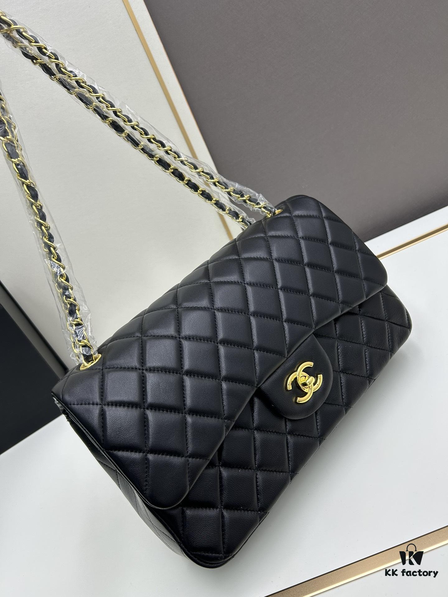 69304eb0f09edb6de4c4e933 Chanel Classic CF1113 Lambskin Electroplated Hardware with Glazed Finish, Premium Cowhide Gold Tone Clasp, Authentic Custom Import Level