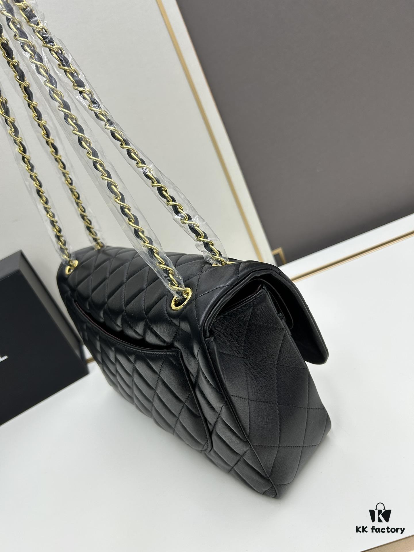 69304eb2f09edb6de4c4e934 Chanel Classic CF1113 Lambskin Electroplated Hardware with Glazed Finish, Premium Cowhide Gold Tone Clasp, Authentic Custom Import Level