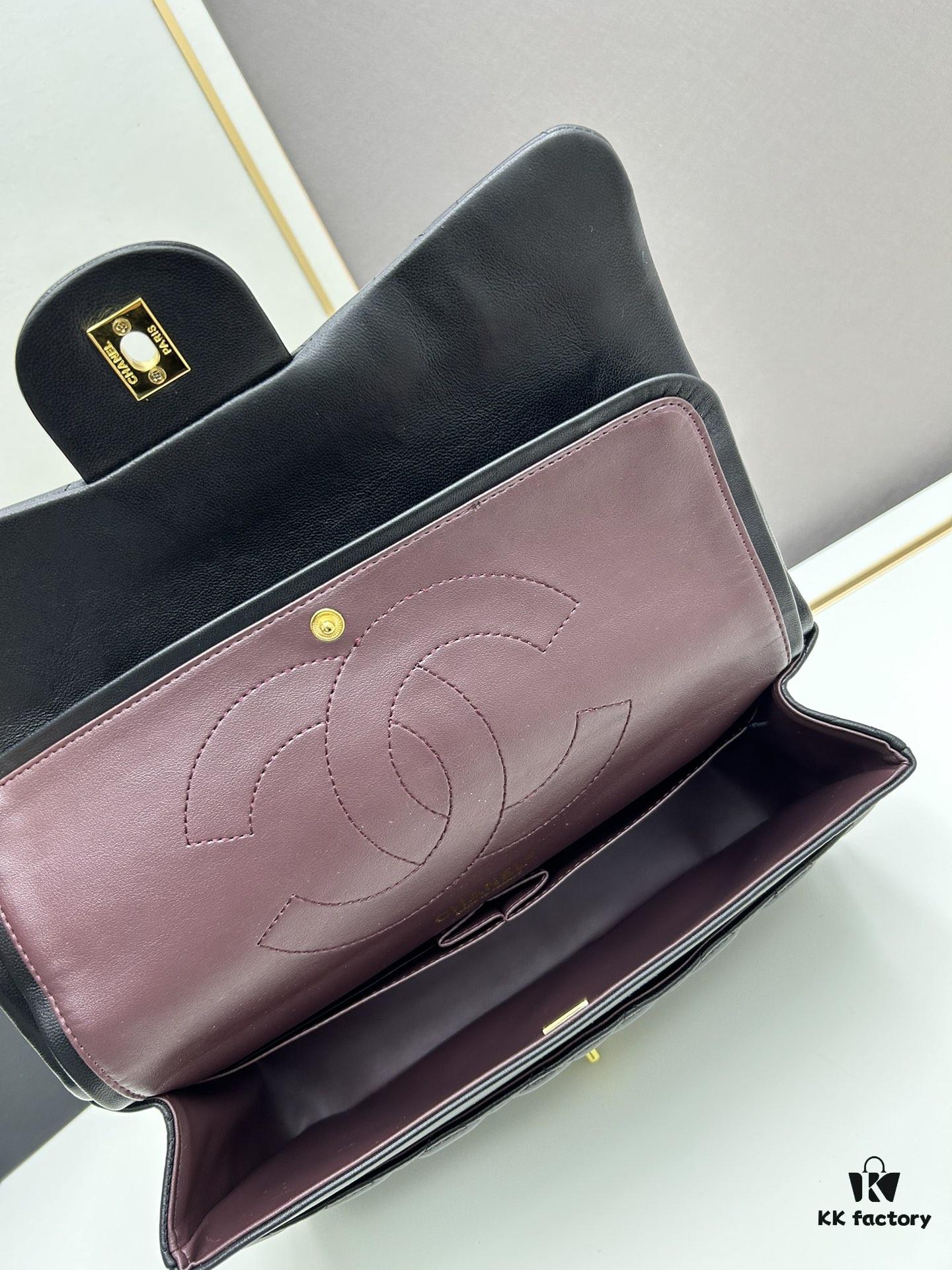 69304eb5f09edb6de4c4e939 Chanel Classic CF1113 Lambskin Electroplated Hardware with Glazed Finish, Premium Cowhide Gold Tone Clasp, Authentic Custom Import Level