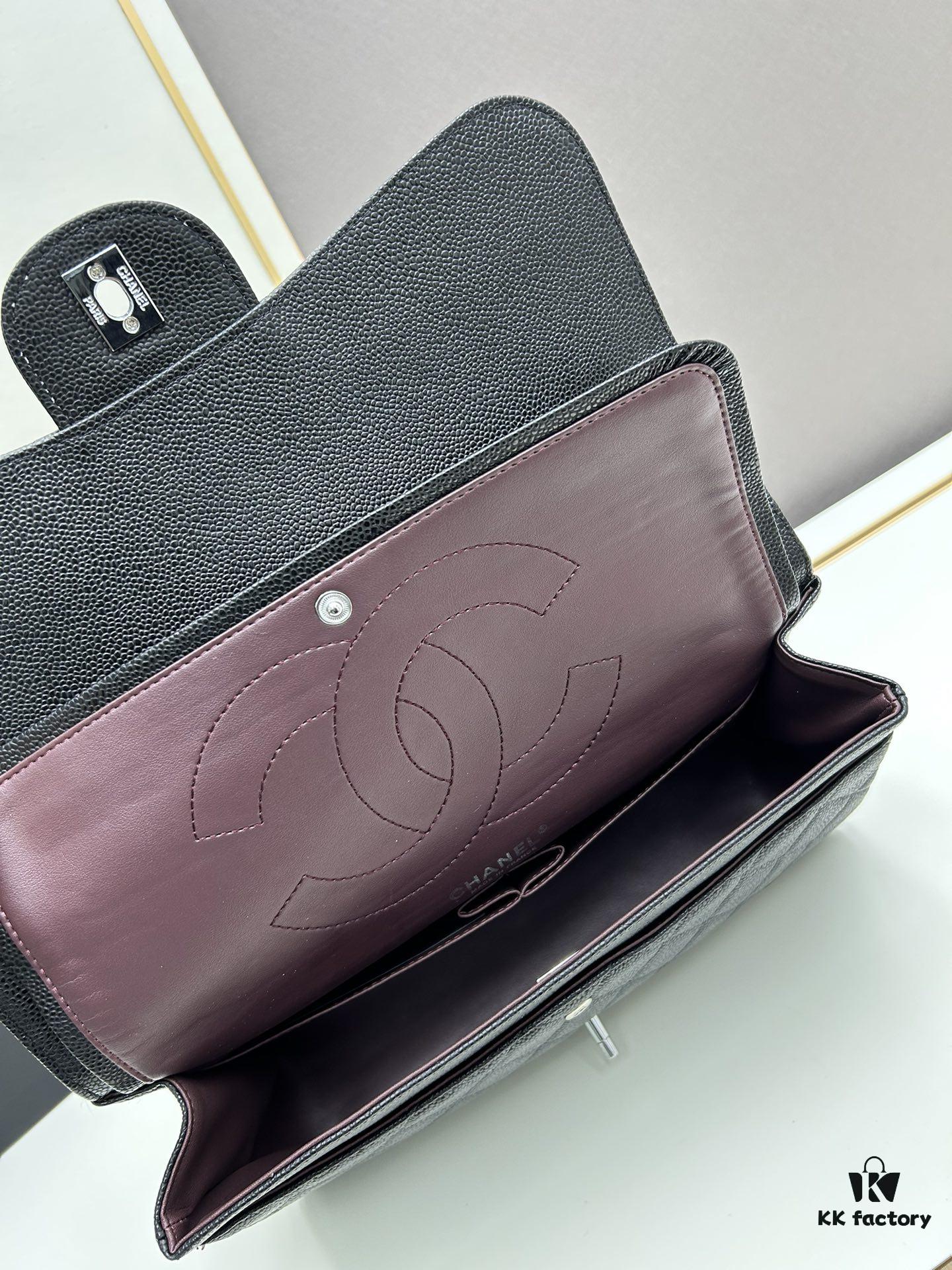 69304ec1f09edb6de4c4e947 Chanel Classic CF1113 Calfskin Grain Bag with Electroplated Hardware