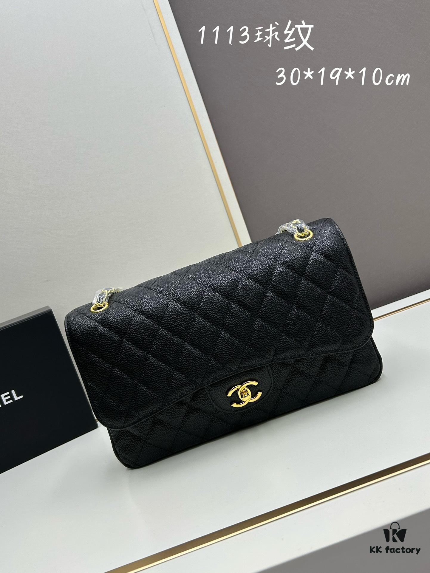 69304ec3f09edb6de4c4e949 Chanel Classic CF1113 Calfskin Quilted Lambskin Bag with Electroplated Hardware, Glazed Finish for Long-Lasting Color Retention