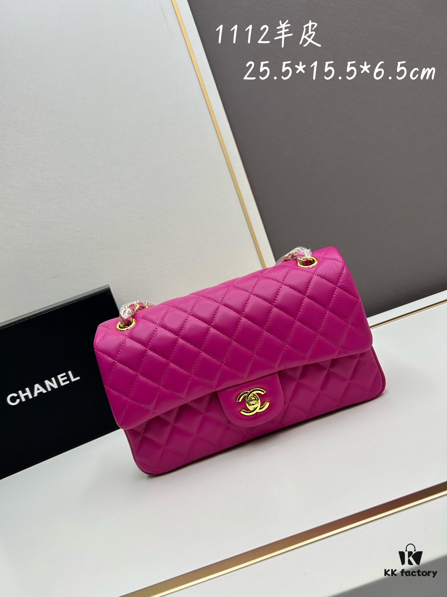 69304ecef09edb6de4c4e958 Chanel Classic CF1112 Lambskin Electroplated Hardware with Glazed Finish, Premium Cowhide Gold Tone Clasp