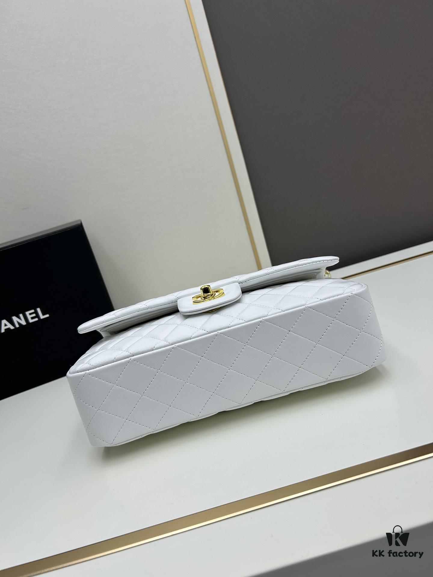 69304ed1f09edb6de4c4e95e Chanel Classic CF1112 Lambskin Electroplated Hardware with Glazed Finish, Premium Cowhide Gold Tone Clasp