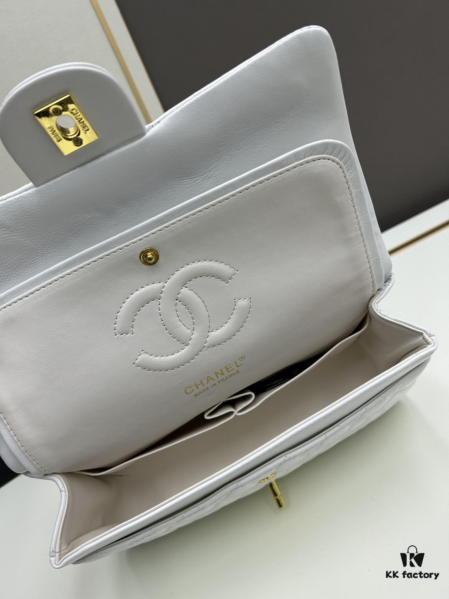 69304ed3f09edb6de4c4e962 Chanel Classic CF1112 Lambskin Electroplated Hardware with Glazed Finish, Premium Cowhide Gold Tone Clasp