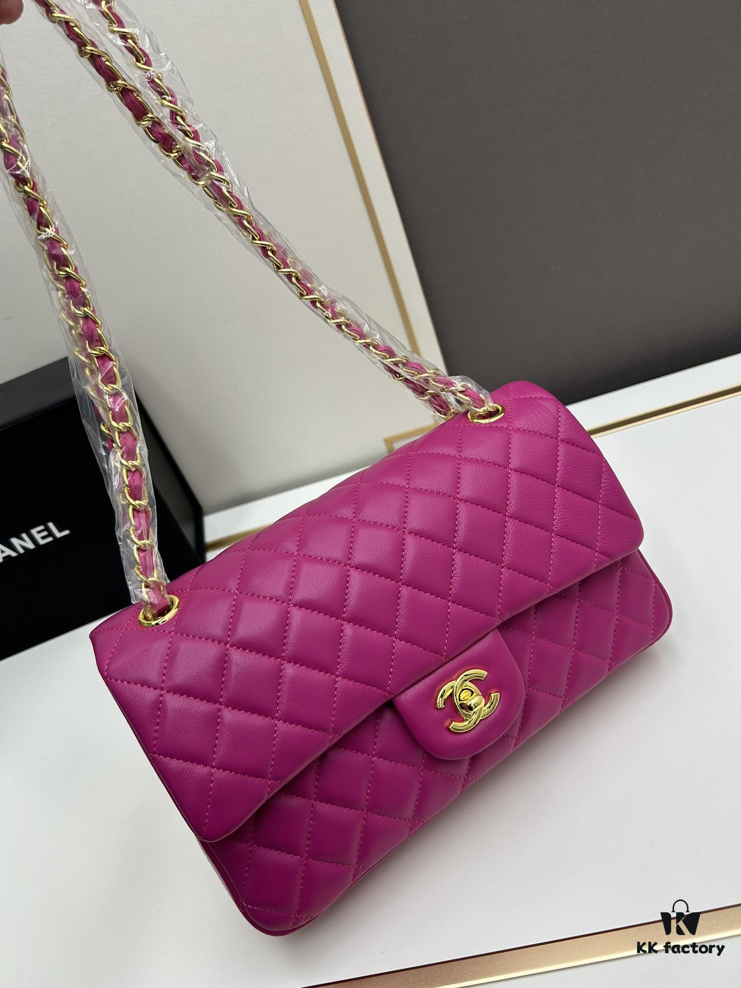 69304ed6f09edb6de4c4e966 Chanel Classic CF1112 Lambskin Electroplated Hardware with Glazed Finish, Premium Cowhide Gold Tone Clasp