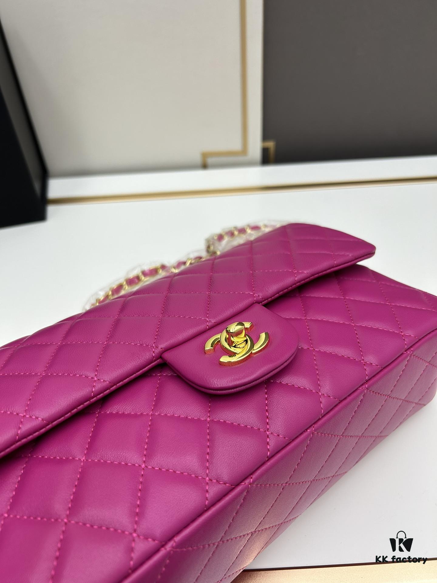 69304ed8f09edb6de4c4e969 Chanel Classic CF1112 Lambskin Electroplated Hardware with Glazed Finish, Premium Cowhide Gold Tone Clasp