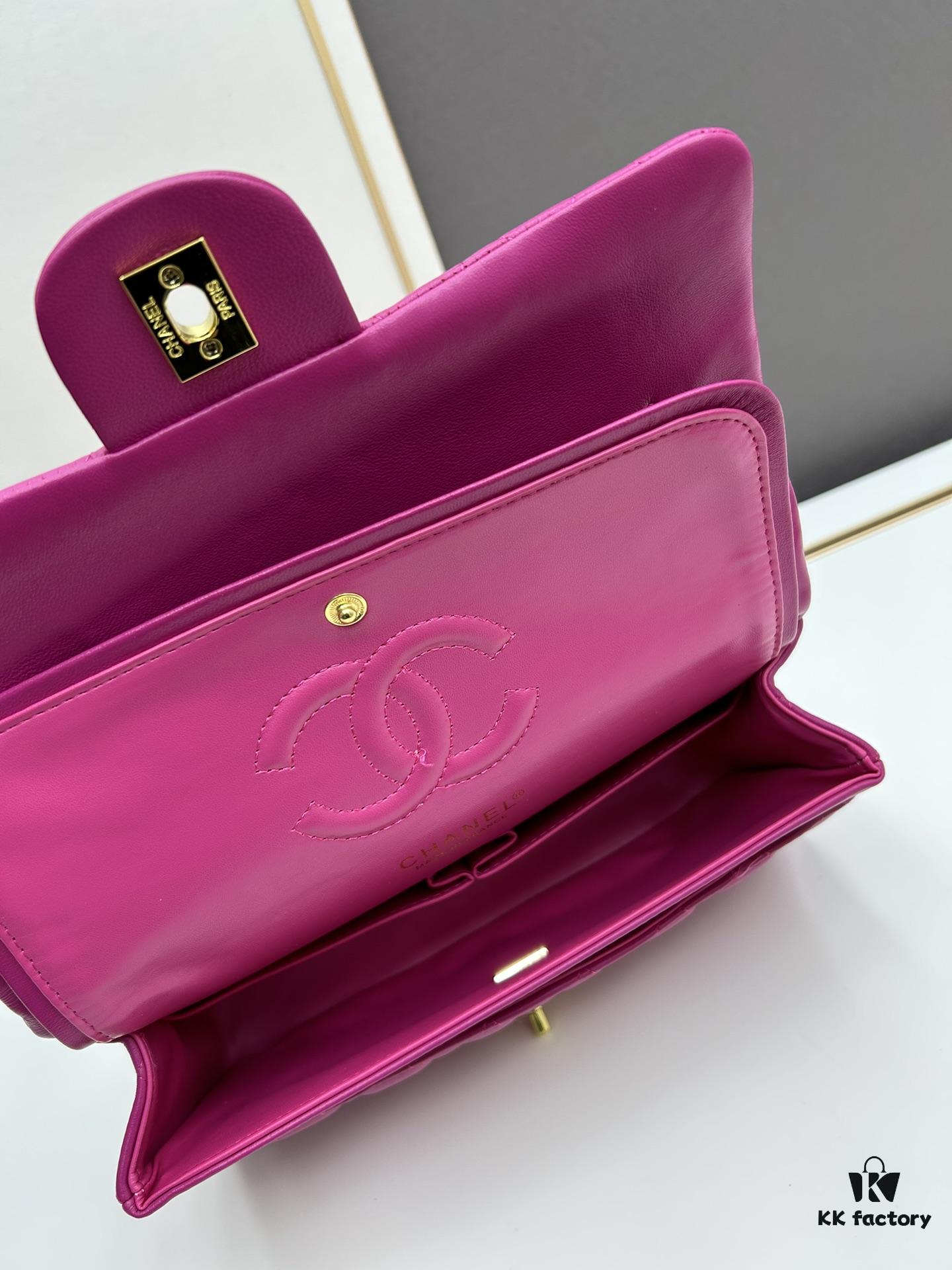 69304ed8f09edb6de4c4e96a Chanel Classic CF1112 Lambskin Electroplated Hardware with Glazed Finish, Premium Cowhide Gold Tone Clasp
