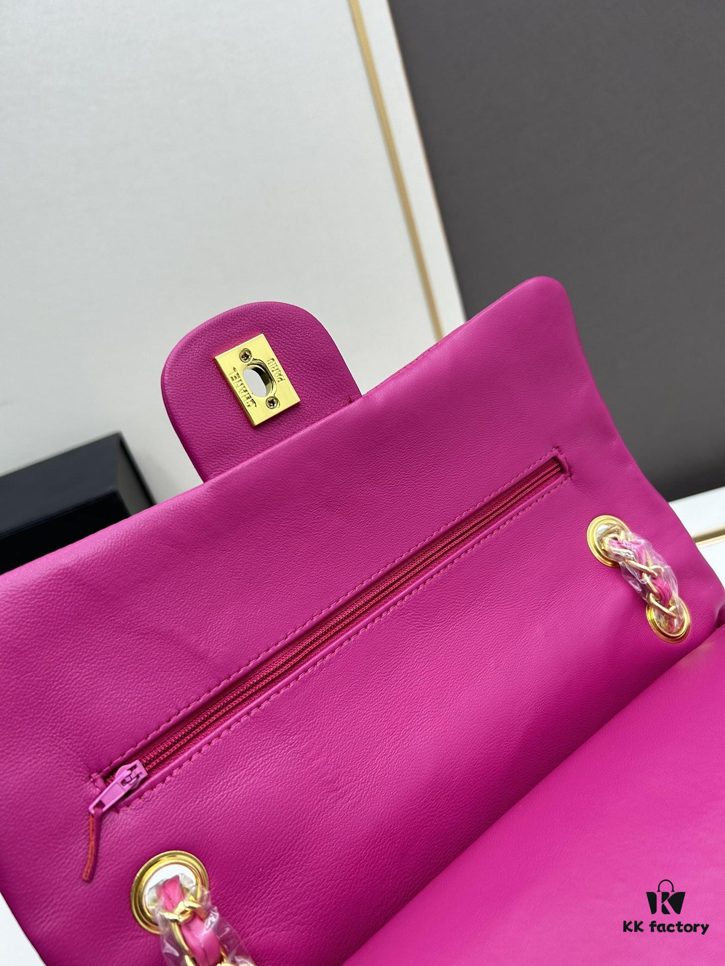 69304ed9f09edb6de4c4e96c Chanel Classic CF1112 Lambskin Electroplated Hardware with Glazed Finish, Premium Cowhide Gold Tone Clasp