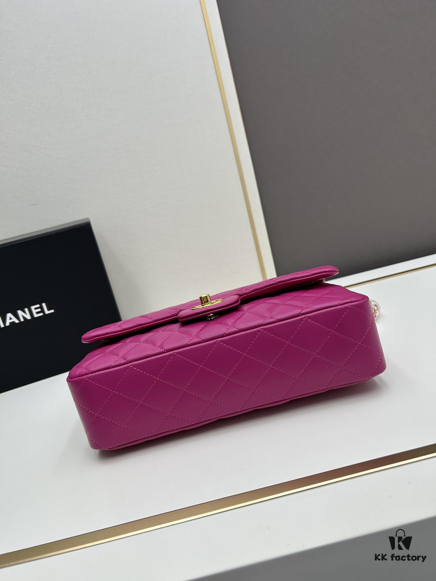 69304ed9f09edb6de4c4e96d Chanel Classic CF1112 Lambskin Electroplated Hardware with Glazed Finish, Premium Cowhide Gold Tone Clasp