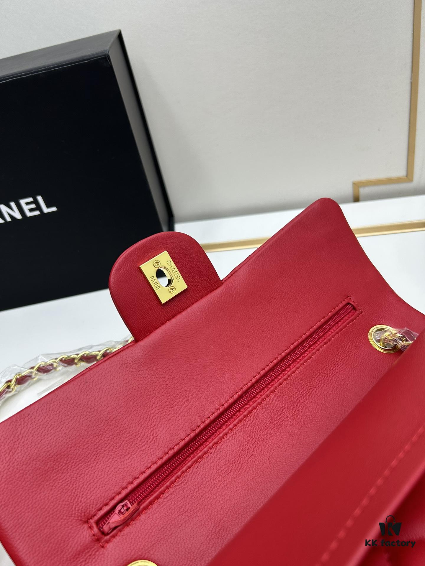 69304ee1f09edb6de4c4e978 Chanel Classic CF1112 Lambskin Electroplated Hardware with Glazed Finish, Full-grain Leather Gold Tone Buckle, Authentic Custom Overseas Procurement Grade