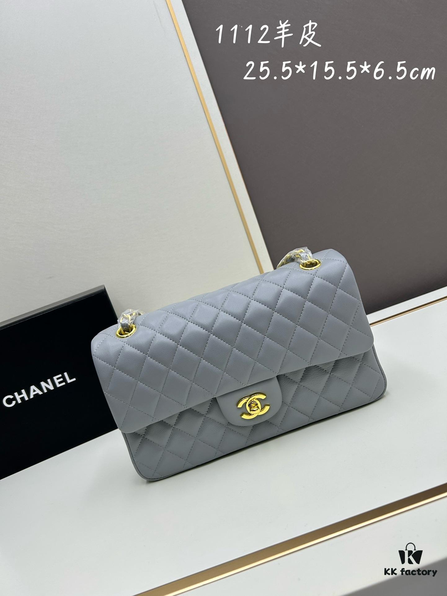 69304ee3f09edb6de4c4e97a Chanel Classic CF1112 Lambskin Electroplated Hardware with Glazed Finish, Premium Cowhide Gold Tone Clasp