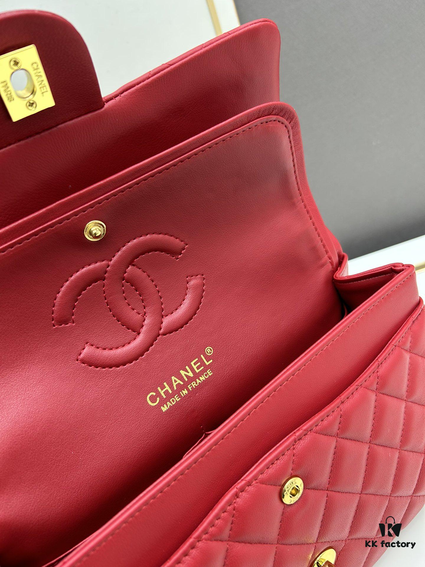 69304ee3f09edb6de4c4e97b Chanel Classic CF1112 Lambskin Electroplated Hardware with Glazed Finish, Full-grain Leather Gold Tone Buckle, Authentic Custom Overseas Procurement Grade