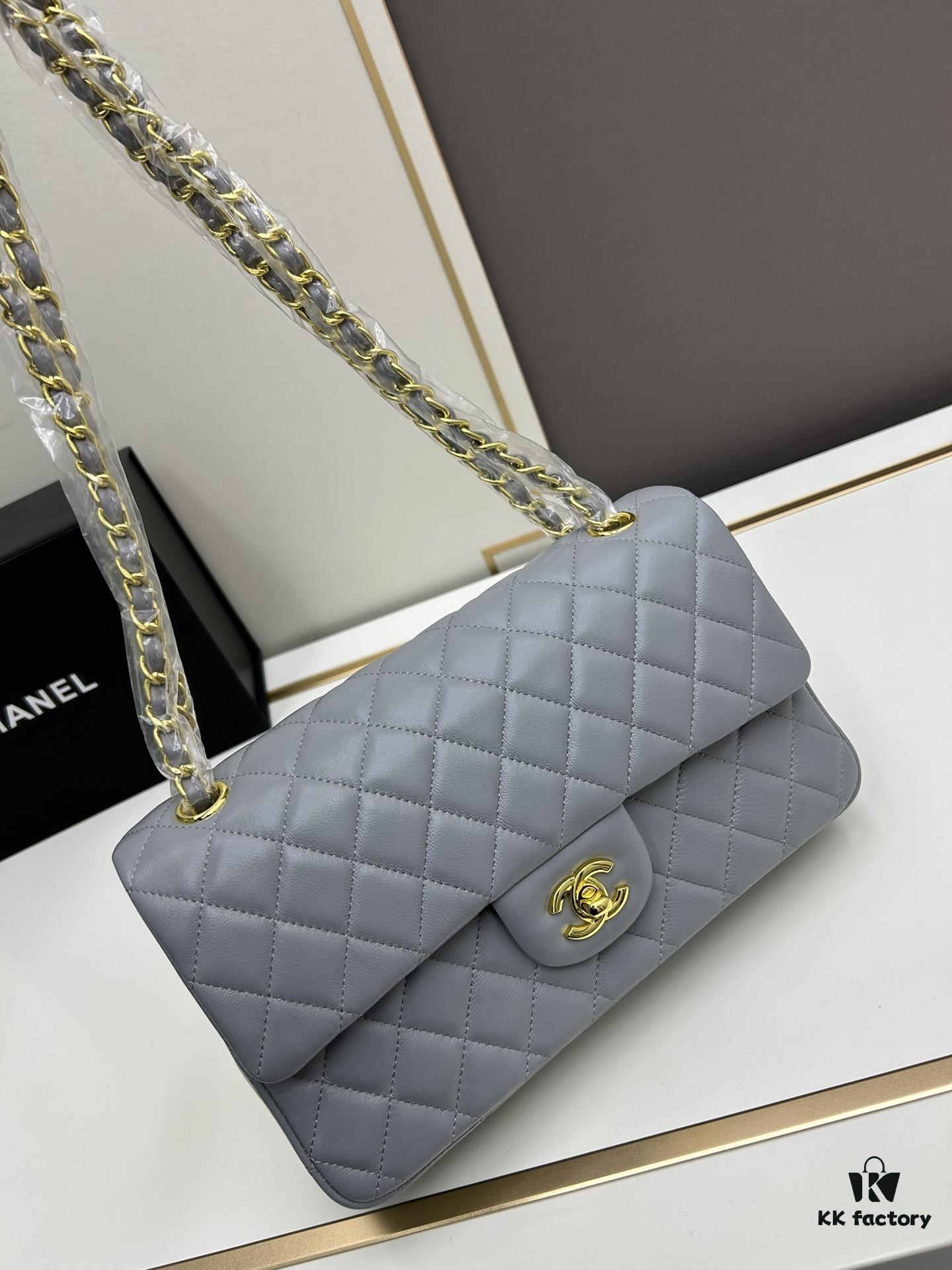 69304ee3f09edb6de4c4e97c Chanel Classic CF1112 Lambskin Electroplated Hardware with Glazed Finish, Premium Cowhide Gold Tone Clasp