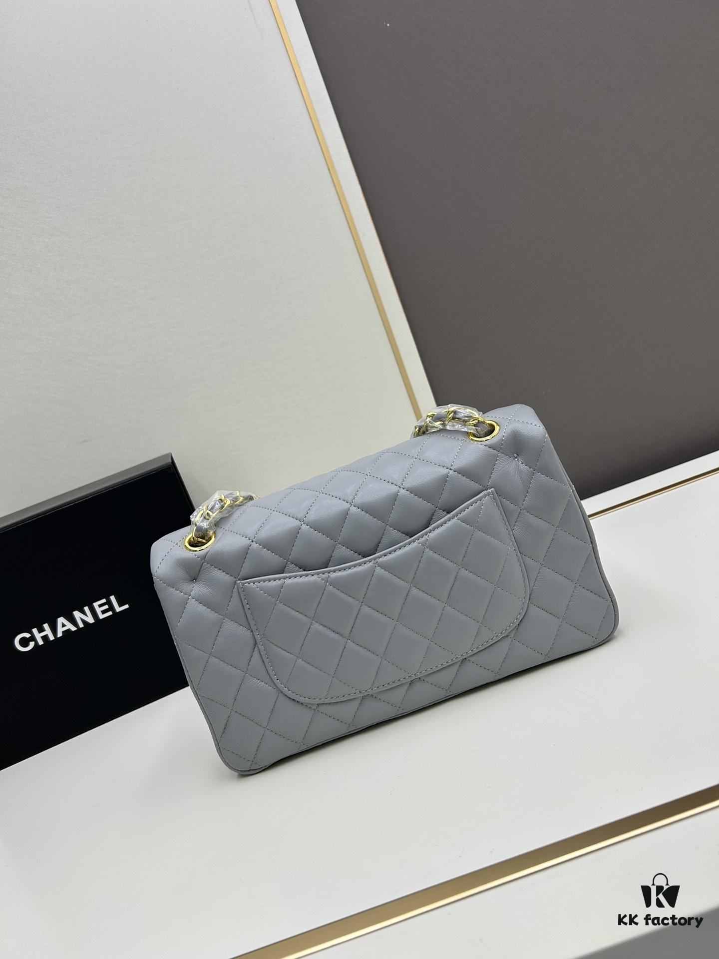 69304ee4f09edb6de4c4e97d Chanel Classic CF1112 Lambskin Electroplated Hardware with Glazed Finish, Premium Cowhide Gold Tone Clasp