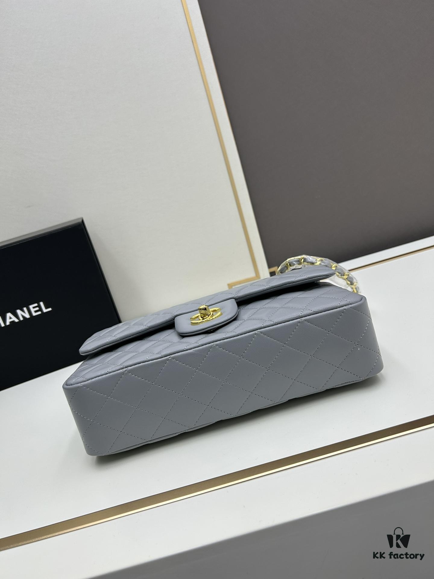 69304ee5f09edb6de4c4e97e Chanel Classic CF1112 Lambskin Electroplated Hardware with Glazed Finish, Premium Cowhide Gold Tone Clasp