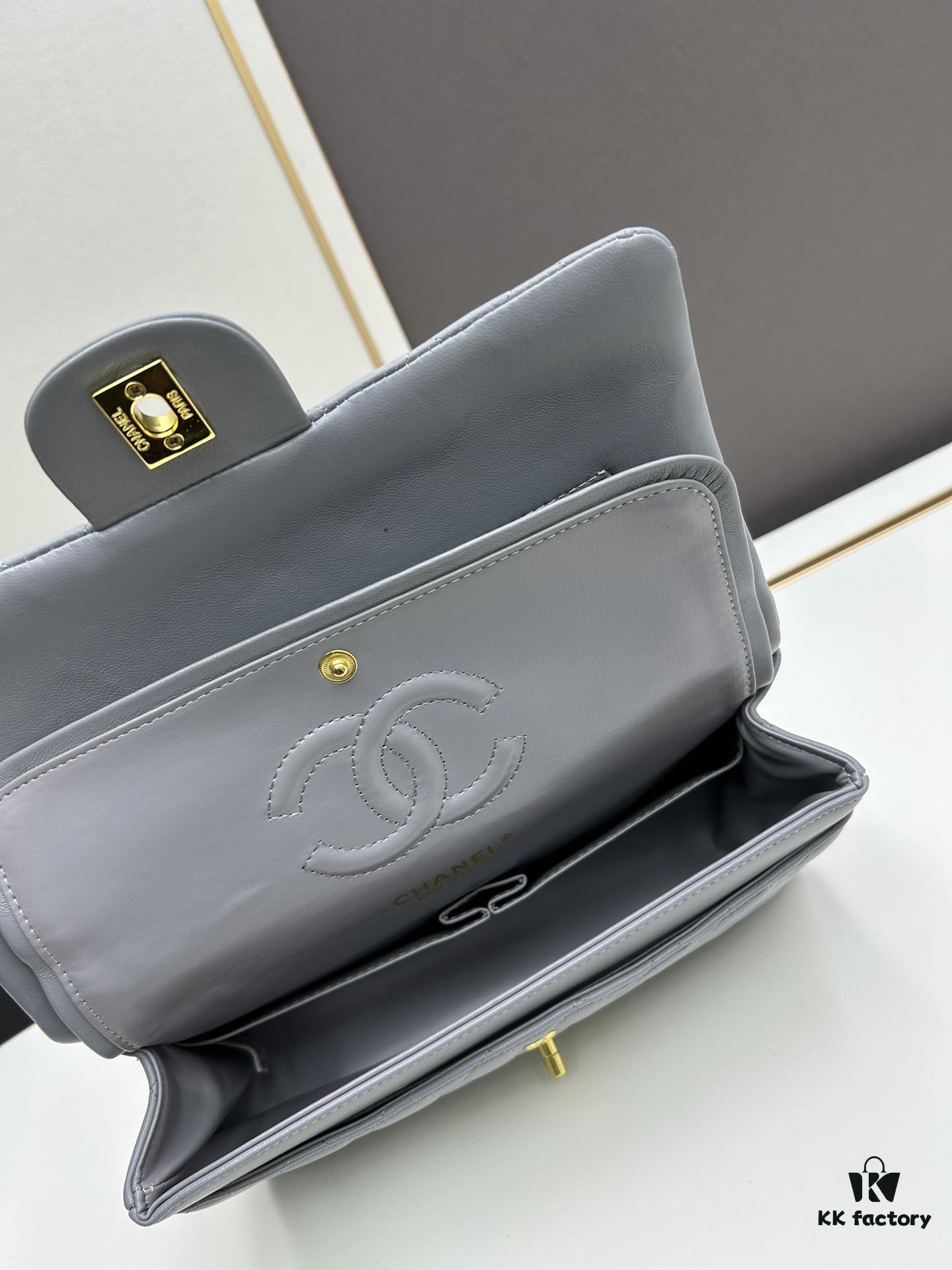69304ee7f09edb6de4c4e97f Chanel Classic CF1112 Lambskin Electroplated Hardware with Glazed Finish, Premium Cowhide Gold Tone Clasp