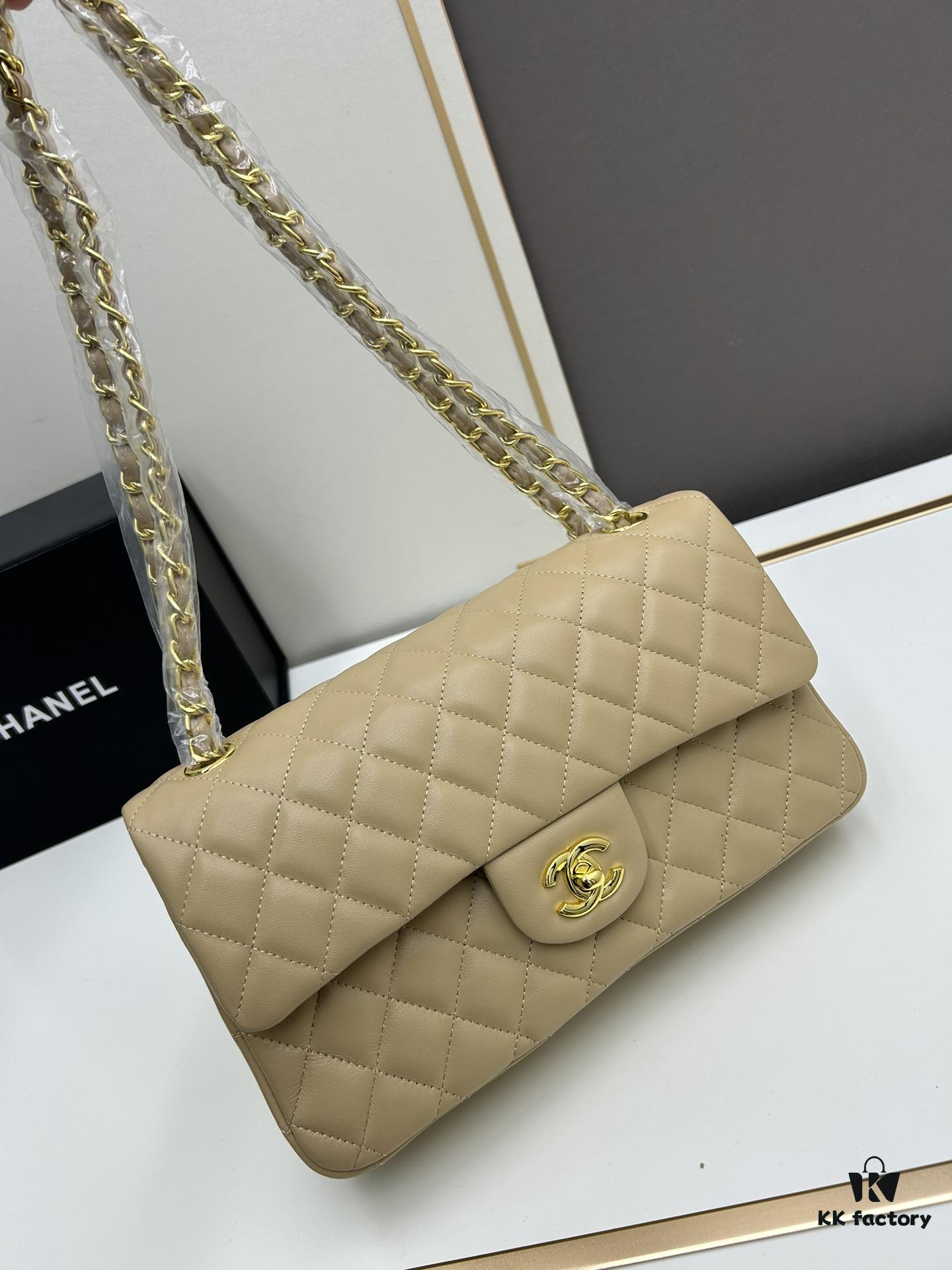 69304ee9f09edb6de4c4e983 Chanel Classic CF1112 Lambskin Electroplated Hardware with Glazed Finish, Premium Cowhide Gold Tone Clasp