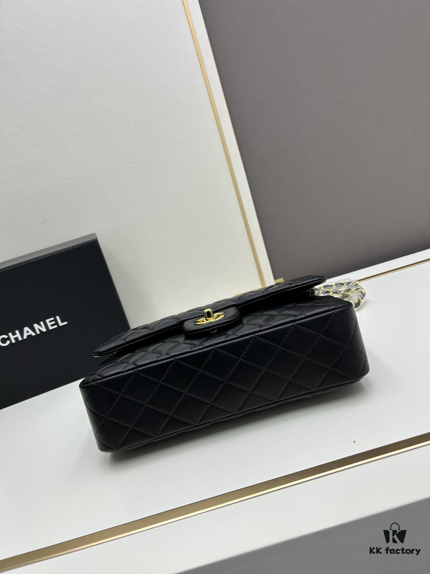 69304ef0f09edb6de4c4e98d Chanel Classic CF1112 Lambskin Electroplated Hardware with Glazed Finish, Premium Cowhide Gold Tone Clasp