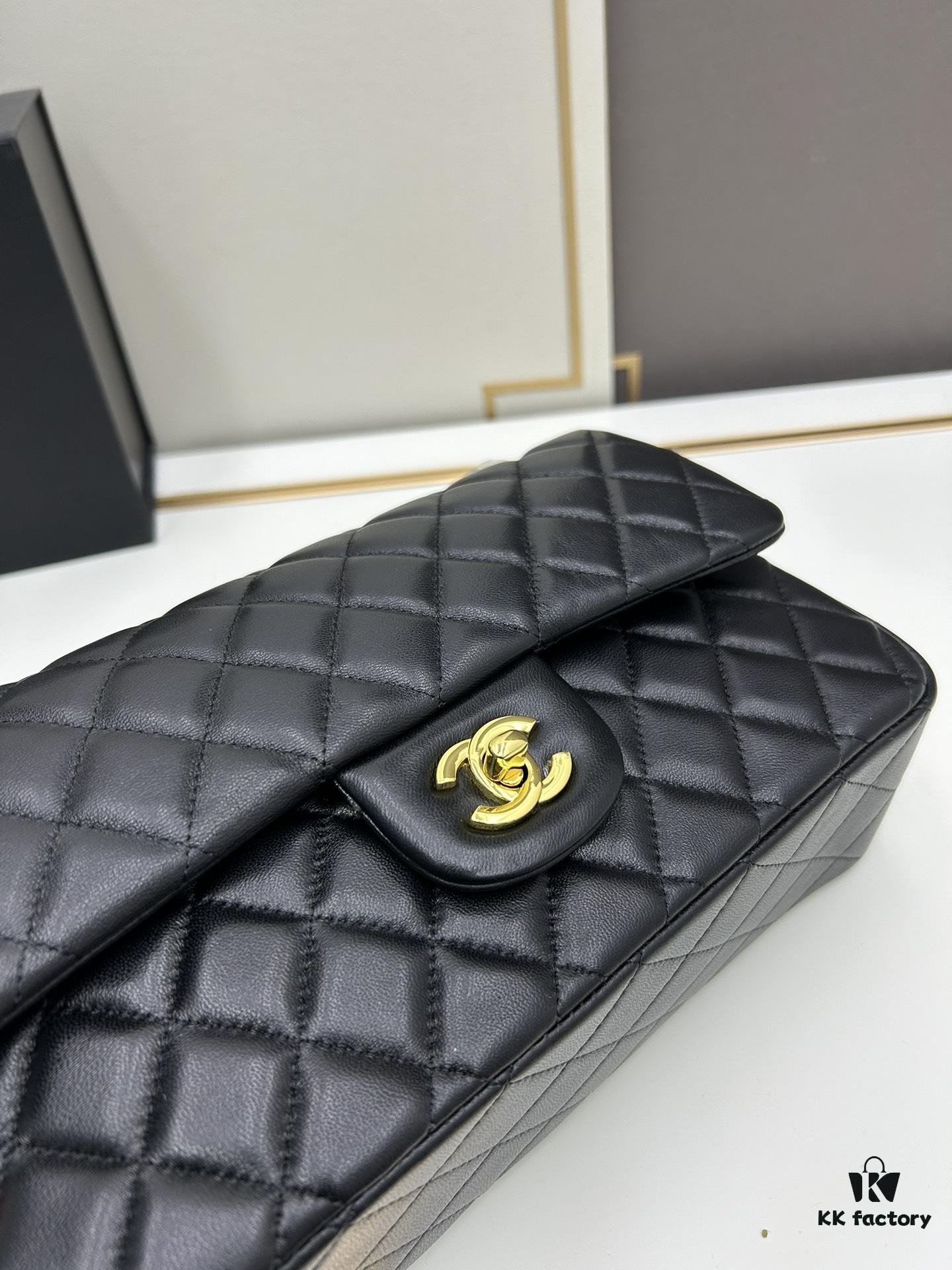 69304ef2f09edb6de4c4e98e Chanel Classic CF1112 Lambskin Electroplated Hardware with Glazed Finish, Premium Cowhide Gold Tone Clasp