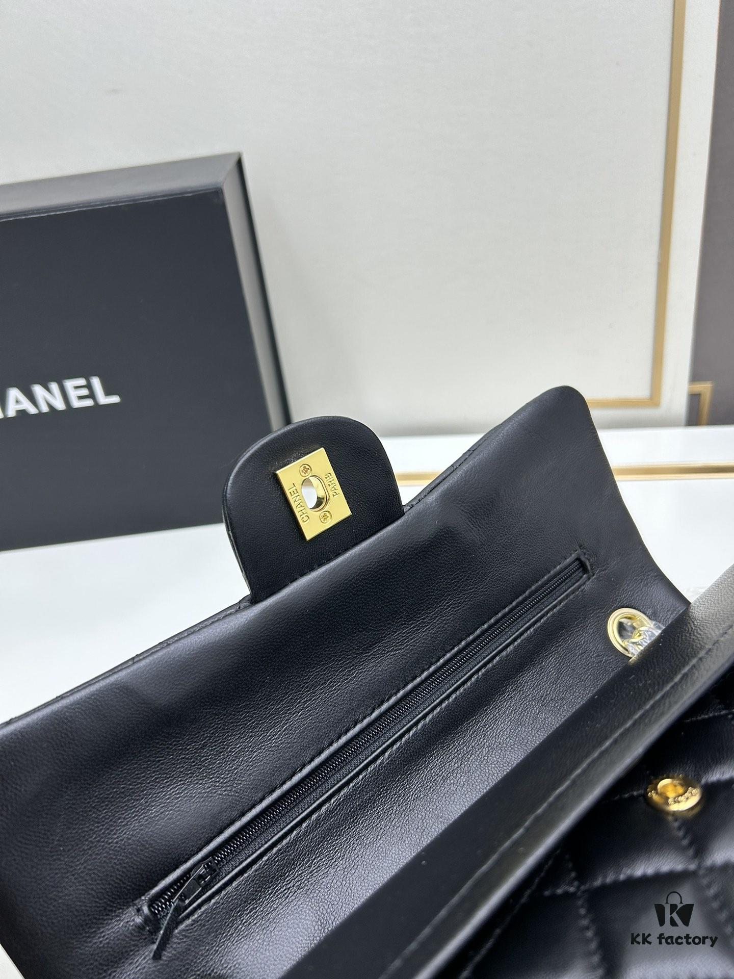 69304ef2f09edb6de4c4e98f Chanel Classic CF1112 Lambskin Electroplated Hardware with Glazed Finish, Premium Cowhide Gold Tone Clasp